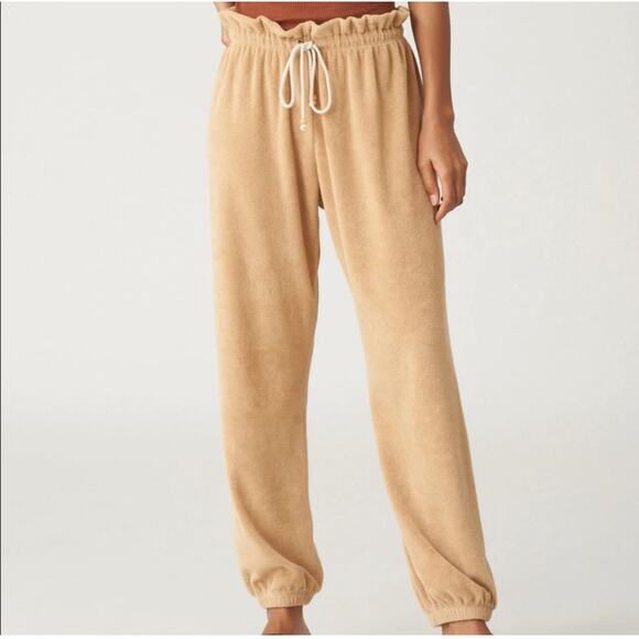 Donni. Terry Gem sweatpants in Latte small sold out on revolve MSRP $169 - Picture 1 of 7